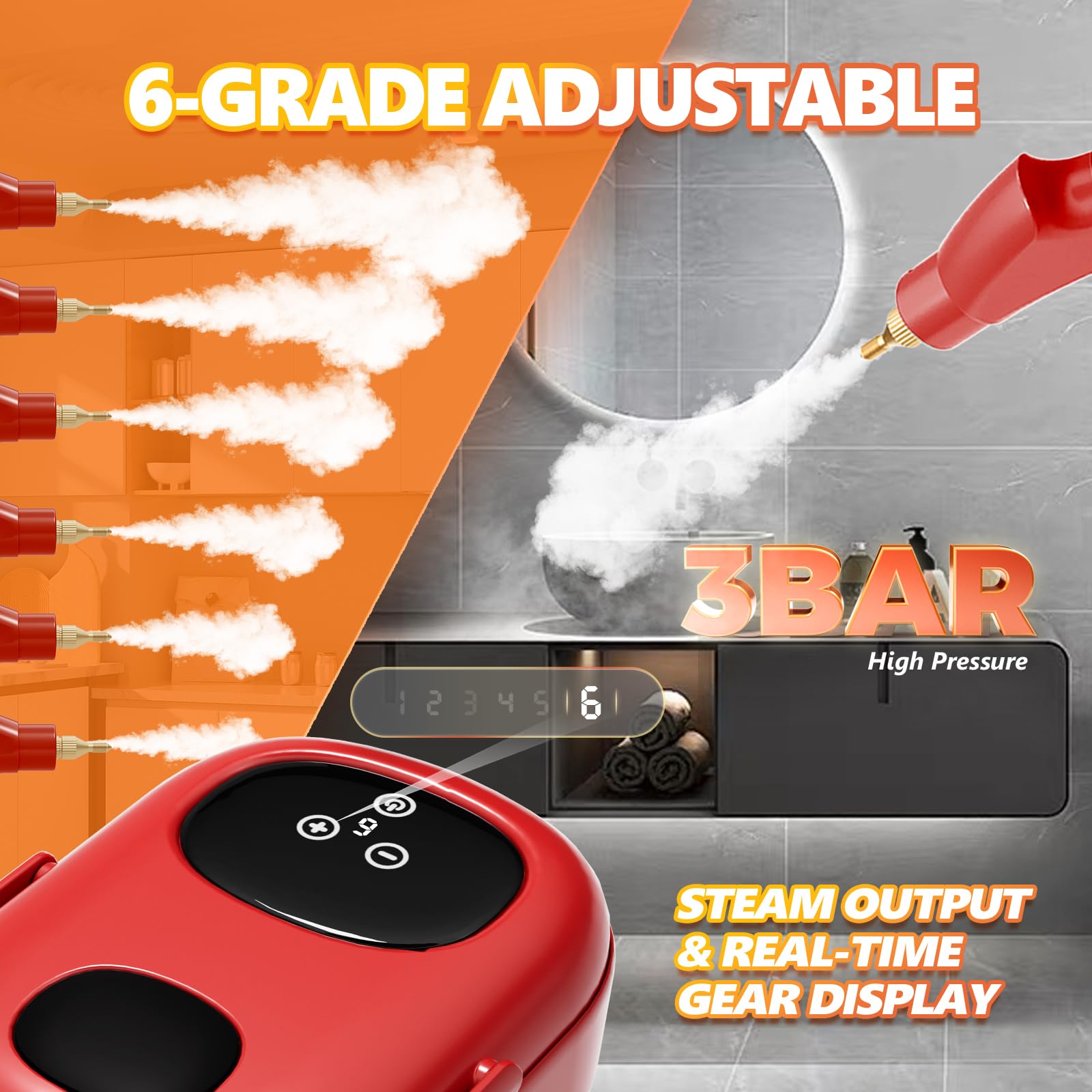 Powerful portable steam cleaner with multiple settings